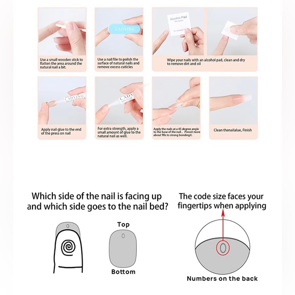 24 Glossy False Nails w/Glue Full Cover Acrylic Press On Nails Black French Line - Picture 7 of 8